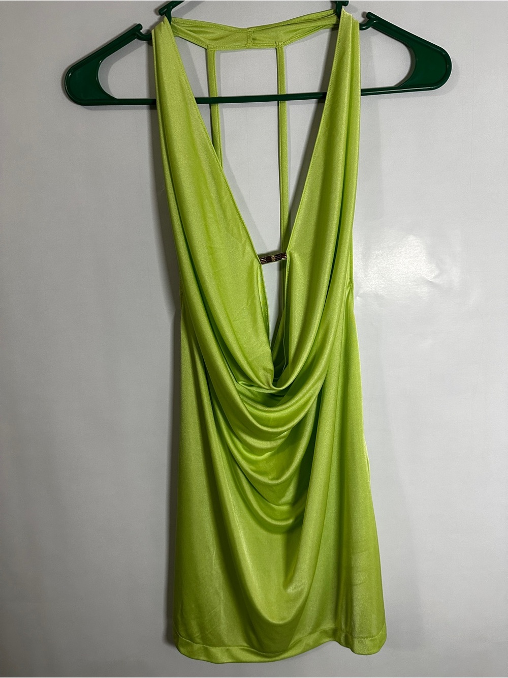 #132 Victoria's Secret Lime Green Drape Back Mini Dress